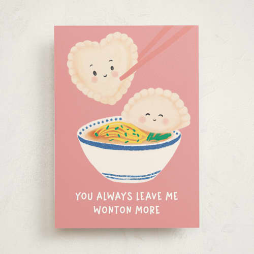 This is a dusty salmon valentines day cards with standard by chocomocacino called tortoni printing on signature in greeting cards