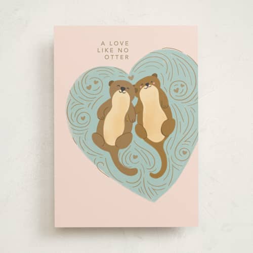 This is a vanilla blush valentines day cards with standard by Creo Study called significant otter printing on signature in greeting cards