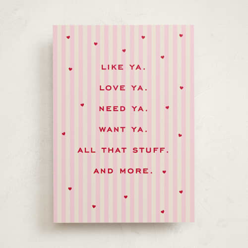 This is a ballet pink valentines day cards with standard by Catherine Culvenor called sweet and preppy printing on signature in greeting cards
