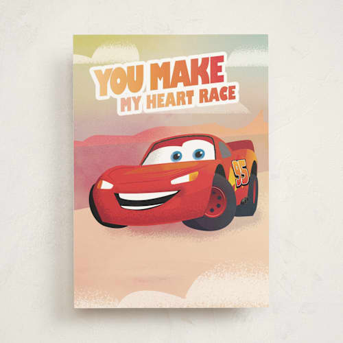This is a ruby valentines day cards with standard by lori jacobs wemple called disney and pixar's cars heart race printing on signature in greeting cards