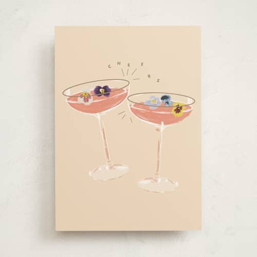 This is a crepe wedding cards with standard by Baumbirdy called flower cheers printing on signature in greeting cards