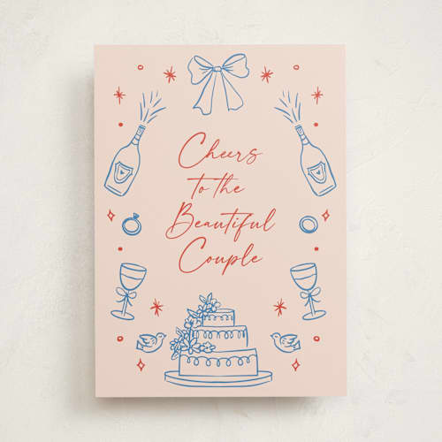 This is a cotton candy wedding cards with standard by Elly called couple cheers printing on signature in greeting cards