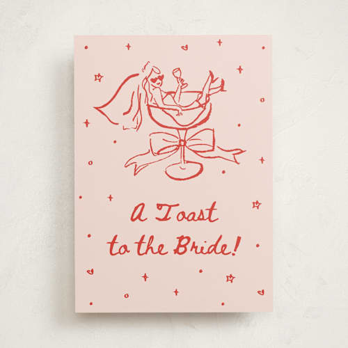 This is a ballet slipper wedding cards with standard by Cass Loh called cheers to love printing on signature in greeting cards