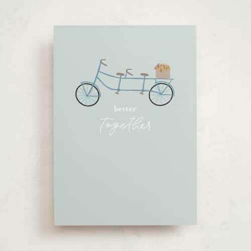 This is a robin’s egg wedding cards with standard by taylorVdesign called better together printing on signature in greeting cards