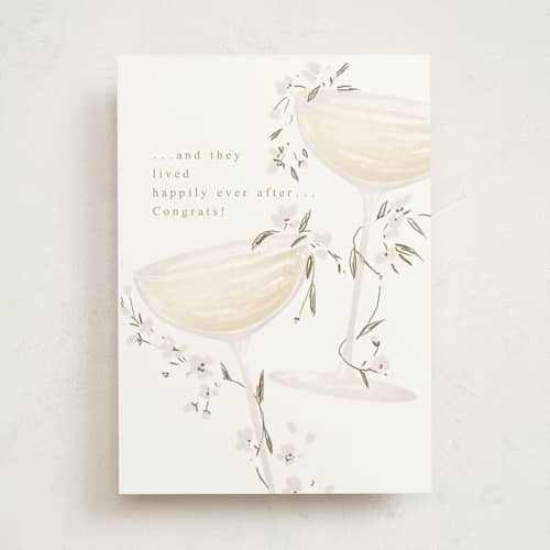 This is a champagne wedding cards with standard by samovilka called happilyeverafter printing on signature in greeting cards
