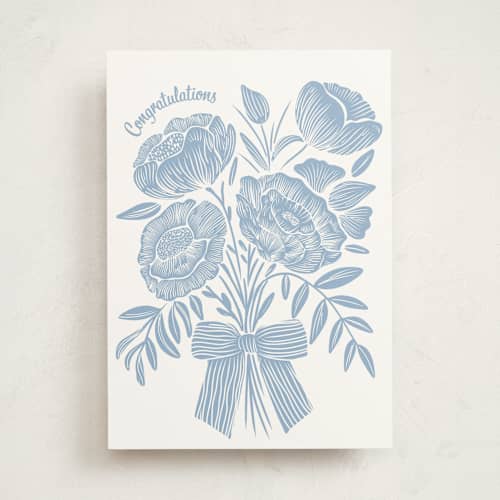 This is a cornflower wedding cards with standard by Jenna Holcomb called blooming printing on signature in greeting cards