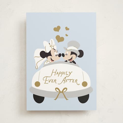 This is a robin’s egg wedding cards with standard by Madhvi Samimi called disney mickey & minnie wedding printing on signature in greeting cards