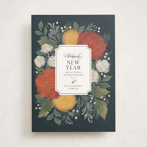 This is a navy met with standard by Paper Raven Co. called holiday bouquet printing on signature in standard