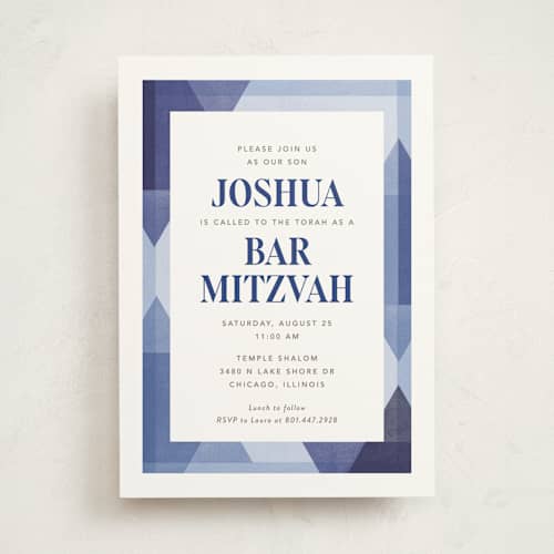 This is a cotton bar mitzvah bat mitzvah invitations with standard by Robert and Stella called modern star printing on signature in standard