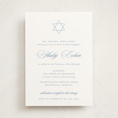 This is a sky bar mitzvah bat mitzvah invitations with standard by Creo Study called aristocratic printing on signature in standard