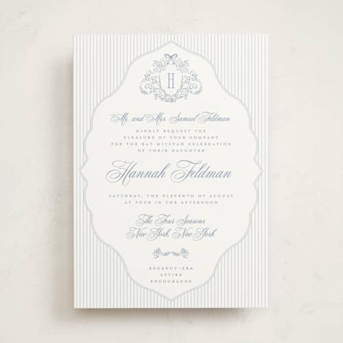 This is a provincial bar mitzvah bat mitzvah invitations with standard by Jenna Holcomb called regency printing on signature in standard