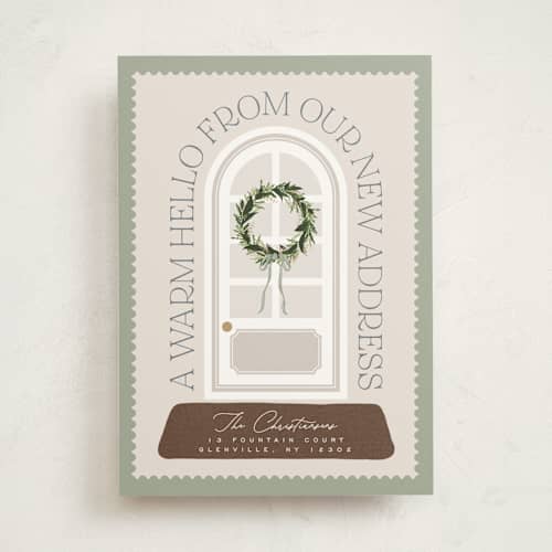 This is a sweet green moving announcements with standard by Erin L. Wilson called home printing on signature in standard