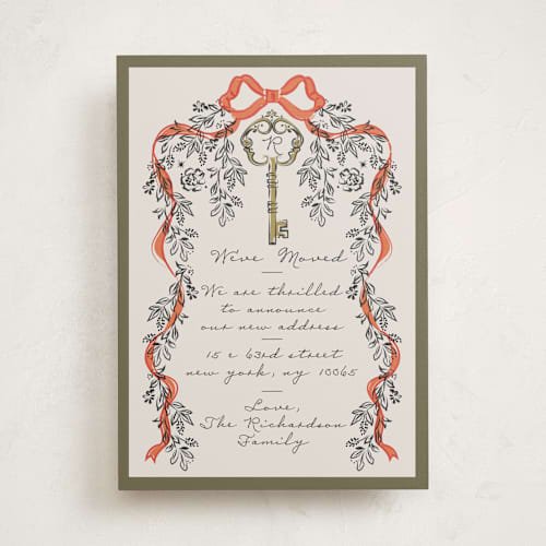 This is a cherry moving announcements with standard by Ana de Sousa called unlocking new beginnings printing on signature in standard