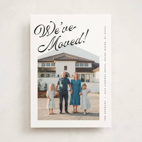 This is a onyx moving announcements with standard by Pixel and Hank called we've moved printing on signature in standard