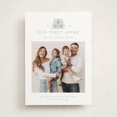 This is a stormy moving announcements with standard by Becky Nimoy called first home classic motif printing on signature in standard