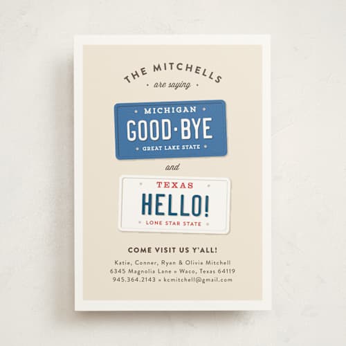 This is a cobalt moving announcements with standard by Jennifer Wick called new plates printing on signature in standard
