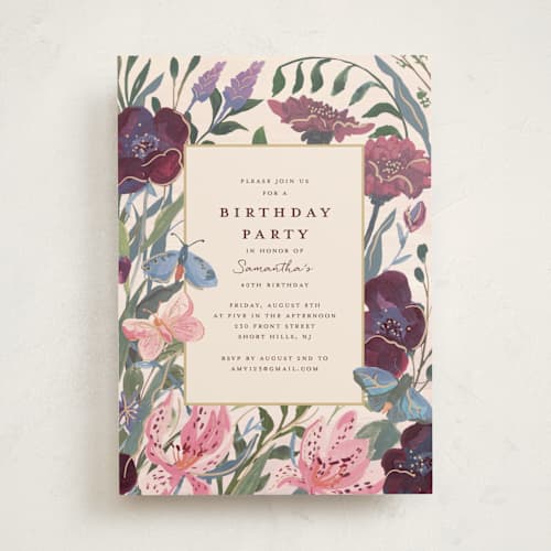 This is a sunshine party invitations with standard by Teju Reval called magical garden printing on signature in standard