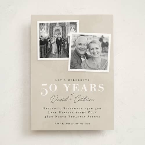 This is a almond party invitations with standard by Jessie Steury called snapshots printing on signature in standard