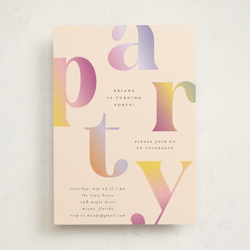 This is a fruitcake party invitations with standard by Vera Lim called gradient party printing on signature in standard