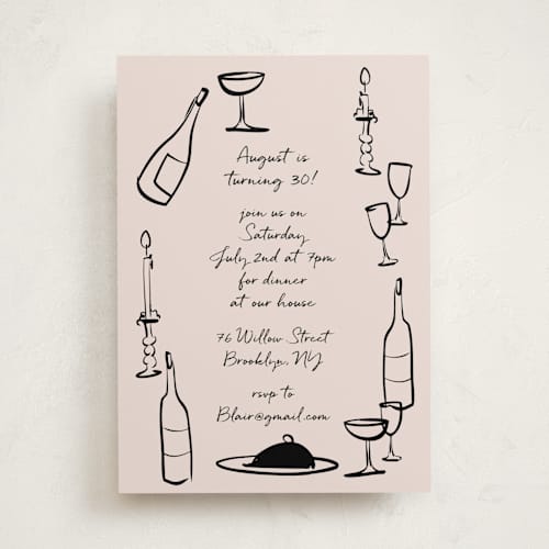 This is a nude party invitations with standard by Ani Somi called wine and dine printing on signature in standard
