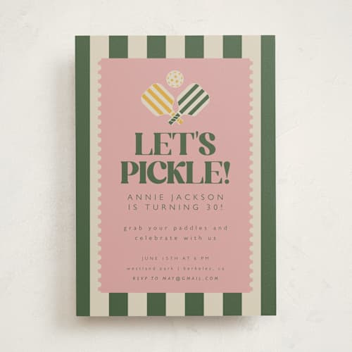This is a avocado party invitations with standard by Vera Lim called vintage pickle printing on signature in standard