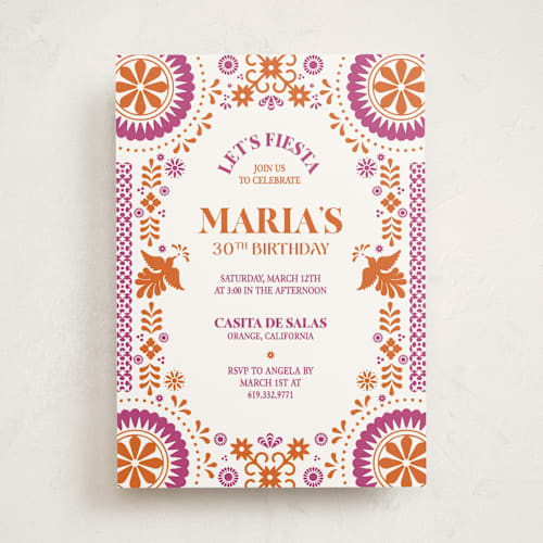 This is a gumdrop party invitations with standard by Eva Tadros called let's fiesta printing on signature in standard