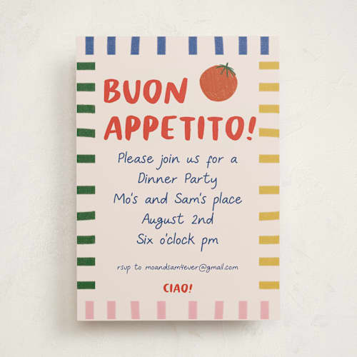 This is a capri party invitations with standard by Julia Starr called buon appetito! printing on signature in standard