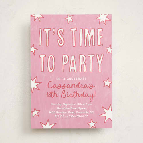 This is a cotton candy party invitations with standard by Kercia Jane called starry celebration printing on signature in standard