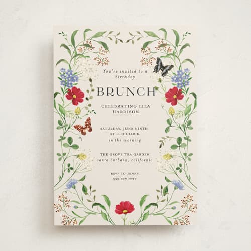 This is a elder flower party invitations with standard by Sarah Knight called wild meadow printing on signature in standard