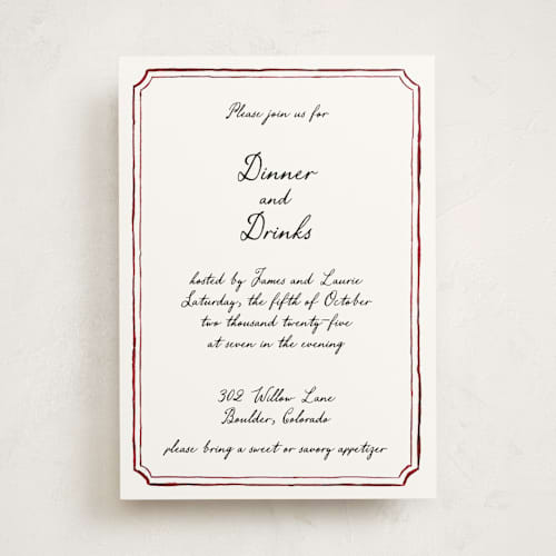 This is a wine party invitations with standard by Cass Loh called handwritten printing on signature in standard