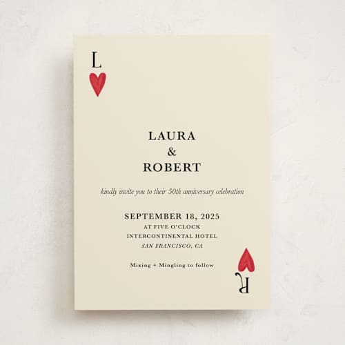 This is a champagne party invitations with standard by Helena Vitto called red hearts printing on signature in standard