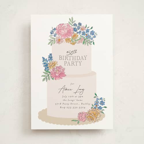 This is a summer party invitations with standard by Itsy Belle Studio called garden cake printing on signature in standard