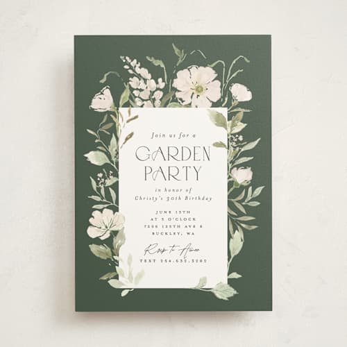 This is a sage party invitations with standard by Itsy Belle Studio called gentle garden printing on signature in standard