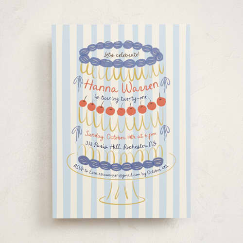 This is a glacier party invitations with standard by Zove Ahhh called whimsical cake printing on signature in standard