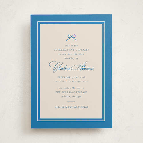 This is a ocean party invitations with standard by Owl and Toad called little bow printing on signature in standard