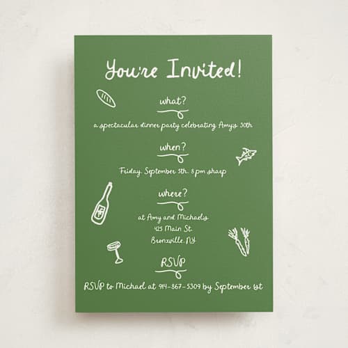 This is a forest party invitations with standard by Cotton and Bow called first course party printing on signature in standard