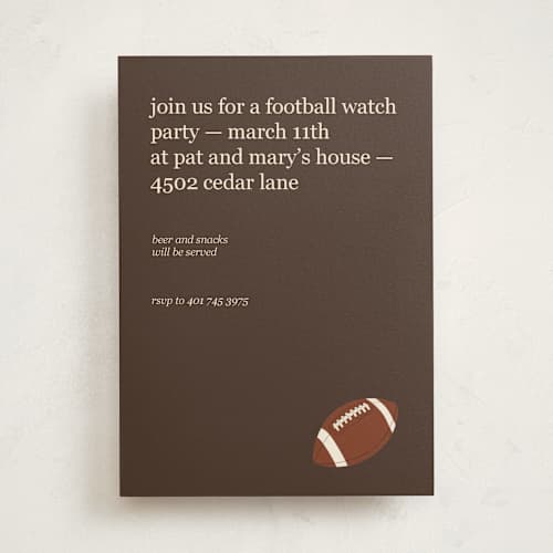 This is a earth party invitations with standard by Studio Suku called football watch party printing on signature in standard
