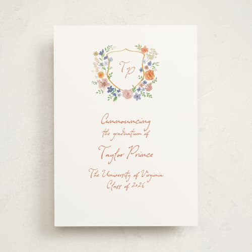 This is a hoos graduation announcements with standard by Cass Loh called wildflowers crest printing on signature in standard