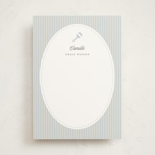 This is a bluebell personalized stationery thank you cards with standard by Benita Crandall called hochet printing on signature in 5x7