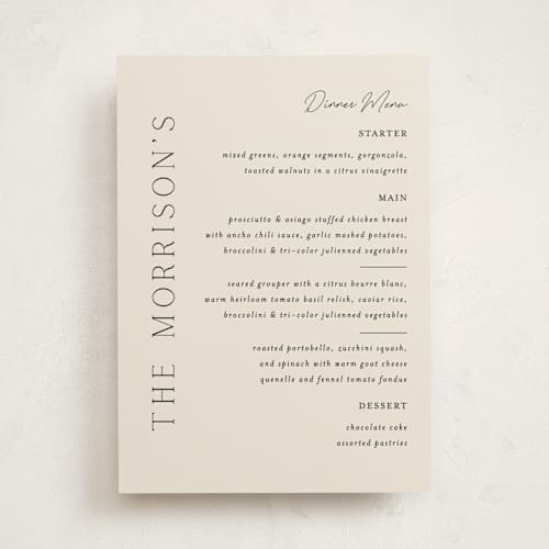 This is a linen part menus with standard by Vanessa Doyle called in love printing on signature in standard