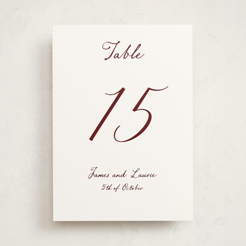 This is a wine party table numbers with standard by Cass Loh called handwritten printing on doublethick in standard