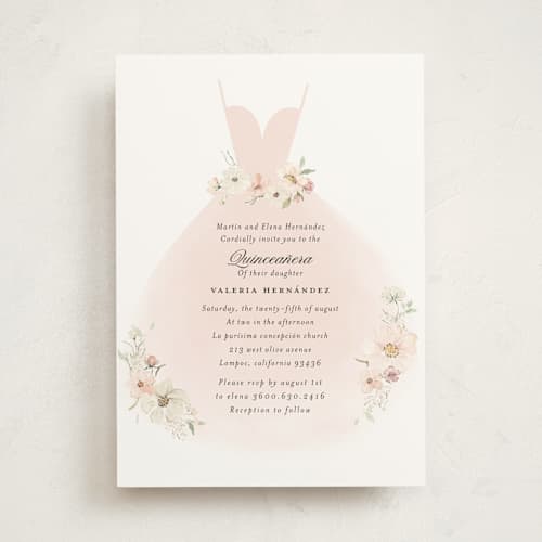 This is a blush sweet sixteen birthday party invitations with standard by Itsy Belle Studio called aura botánica printing on signature in standard