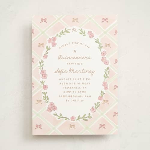 This is a blush sweet sixteen birthday party invitations with standard by Creo Study called quinceanera garden printing on signature in standard