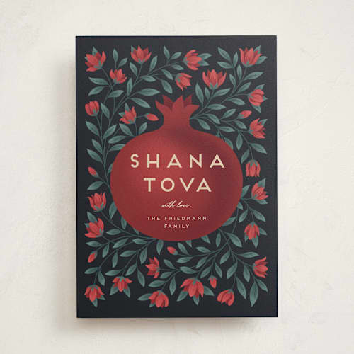 This is a evergreen rosh hashanah cards with standard by Jamie Alexander called shana tova printing on signature in standard