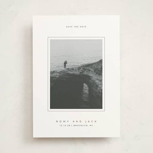 This is a wave save the date with standard by Yuliya Evseeva called breathe love printing on doublethick in photo_mount
