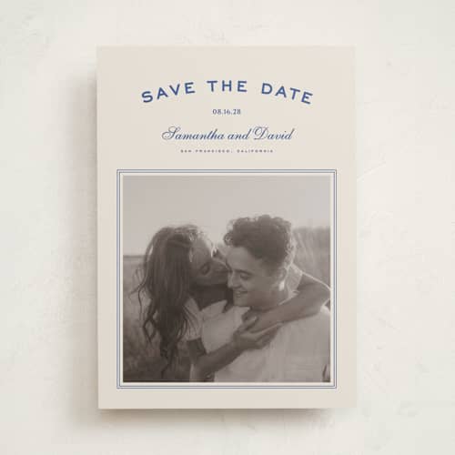 This is a capri save the date with standard by Wildfield Paper Co called summer story printing on doublethick in photo_mount