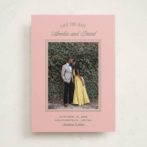 This is a sorbet save the date with standard by Robert and Stella called coco printing on doublethick in photo_mount