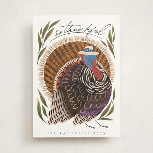 This is a grass thanksgiving cards invitations with standard by Grae called thankful turkey printing on signature in standard