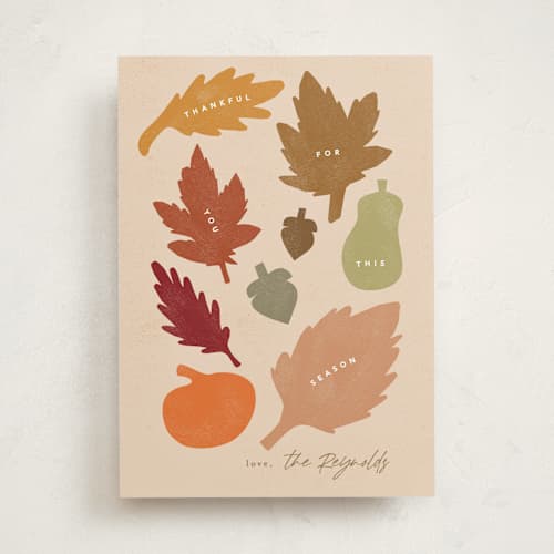 This is a fall leaf thanksgiving cards invitations with standard by Creo Study called fall shapes printing on signature in standard