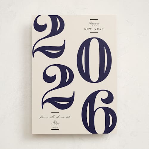 This is a midnight business holiday cards with standard by Oma N. Ramkhelawan called bold year printing on signature in standard